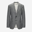 Wool Silk Linen Check Blazer Black