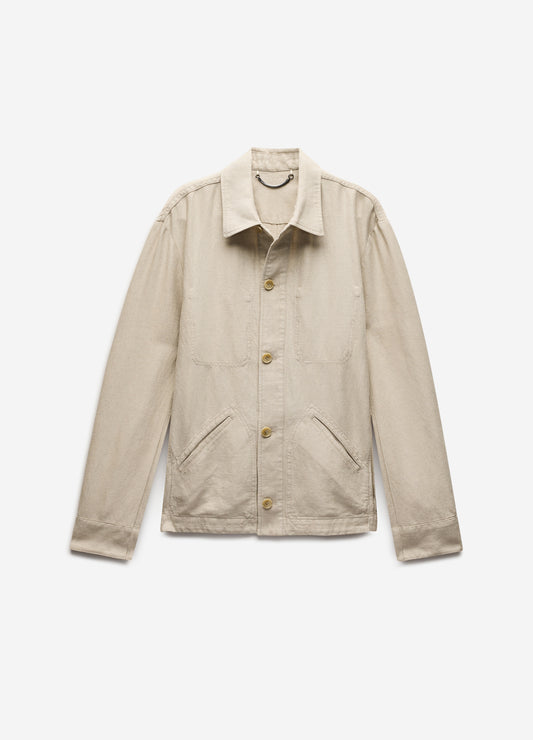 Linen Cotton Twill Shirt Jacket Natural