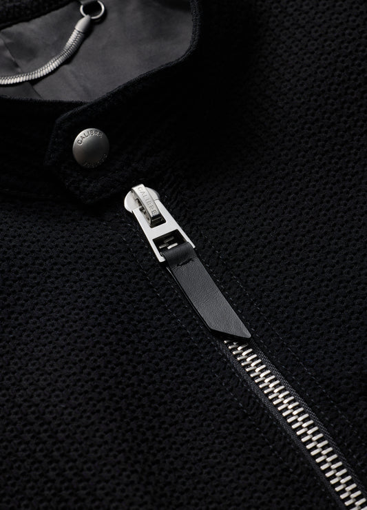 Band Neck Zip Up Jacket Black