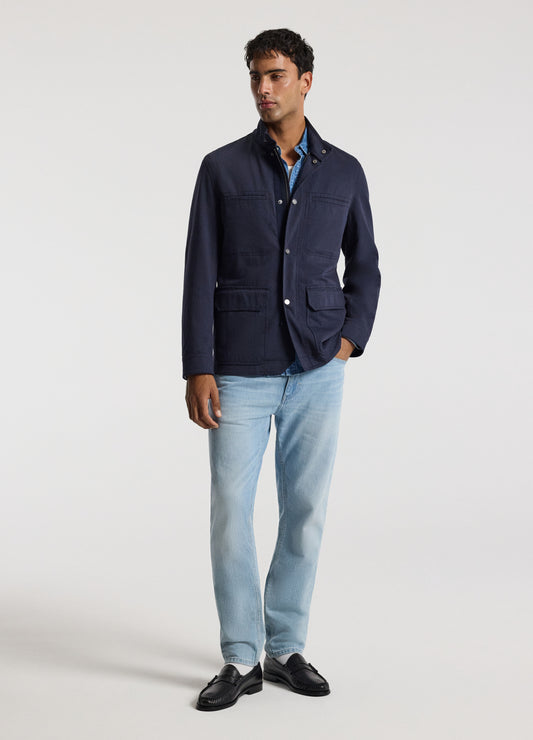 Stand Collar Utility Jacket Navy