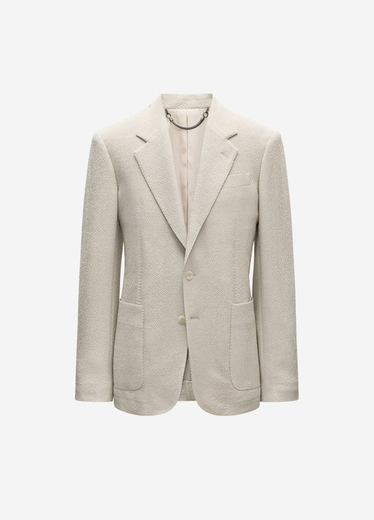 Unstructured Textured Blazer Neutral