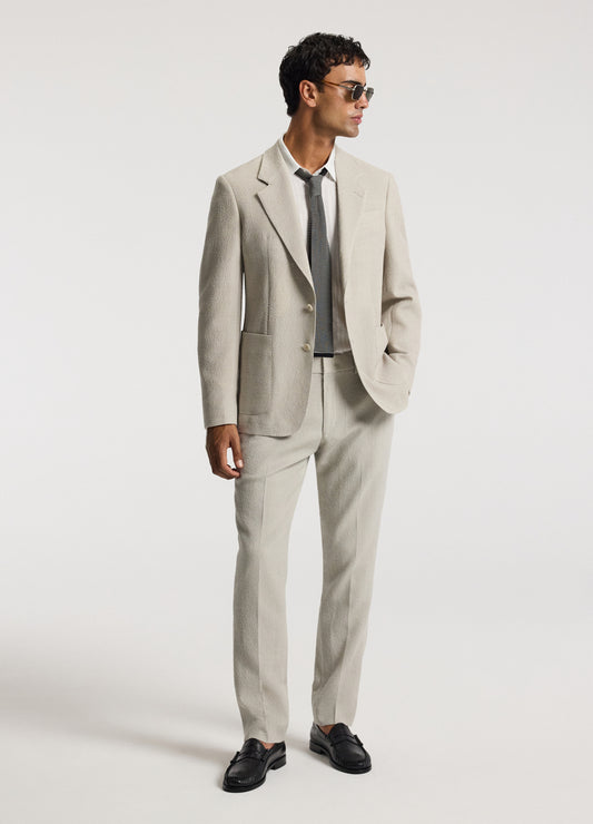 Unstructured Textured Blazer Neutral