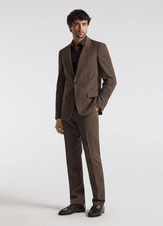 Unstructured Micro Jacquard Wool Blazer Mocha