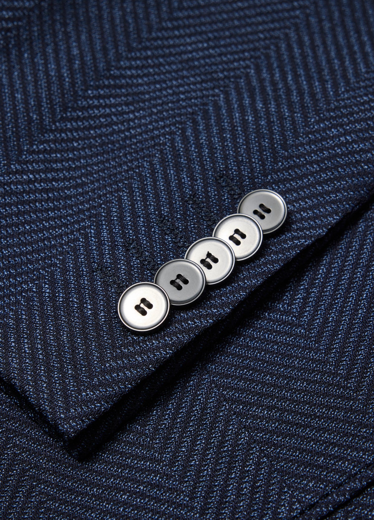 Tailored Wool Herringbone Blazer Denim Blue