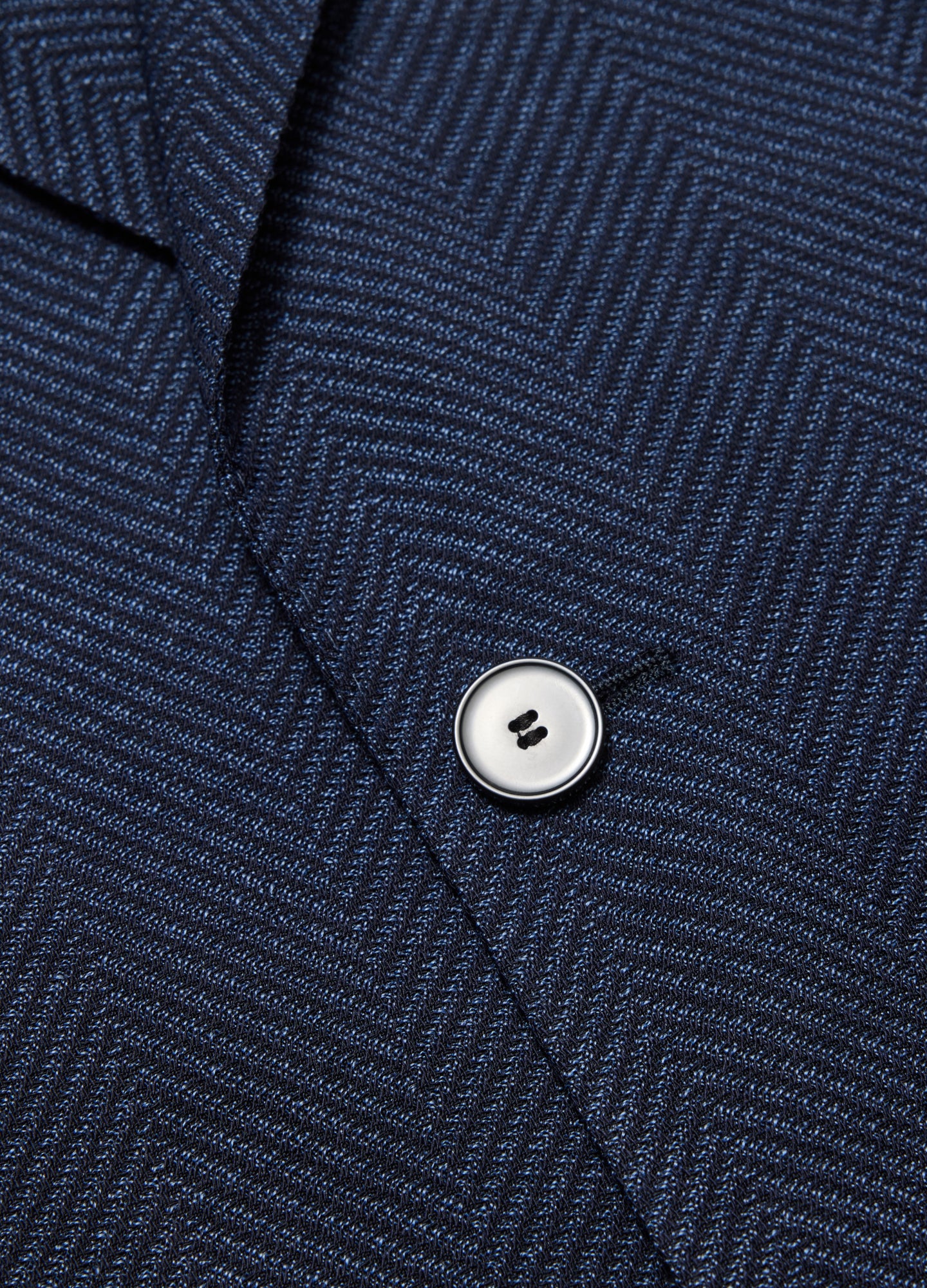 Tailored Wool Herringbone Blazer Denim Blue