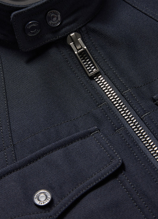 Stand Collar Wool Bomber Jacket Navy