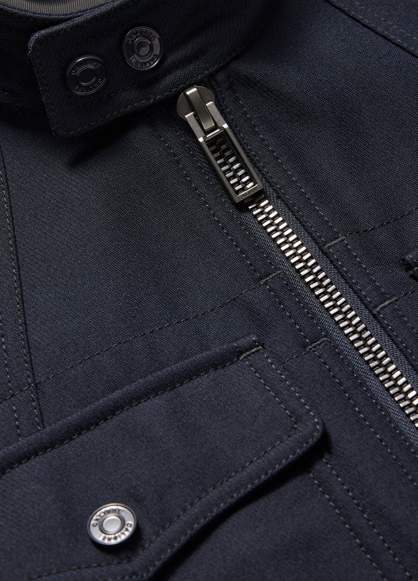 Stand Collar Wool Bomber Jacket Navy