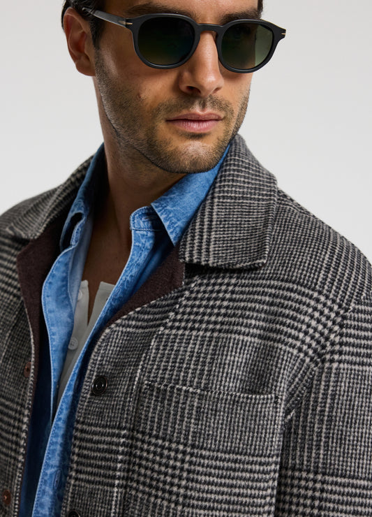 Double Faced Wool Shirt Jacket Black