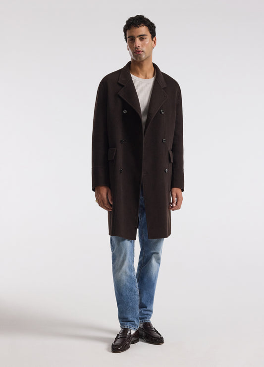 Double Breasted Wool Cashmere Coat Chocolate