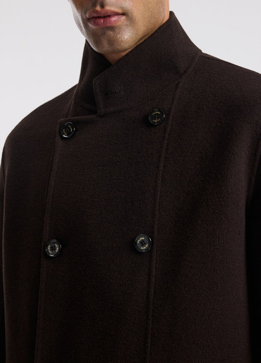 Double Breasted Wool Cashmere Coat Chocolate