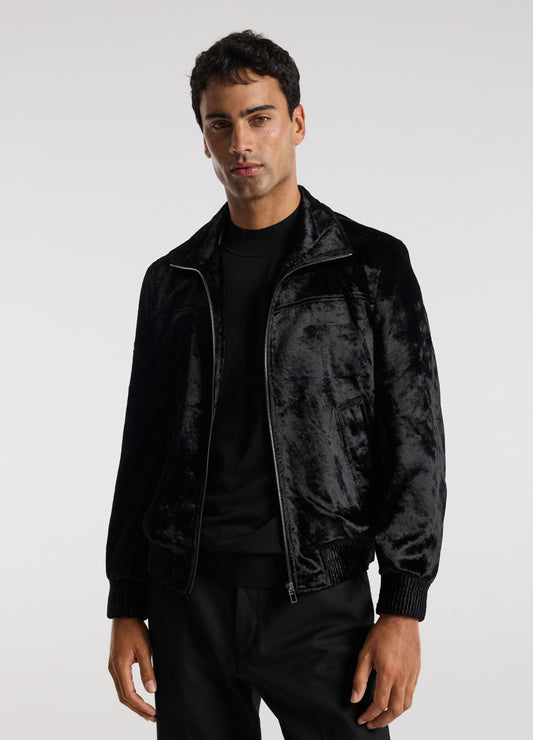Velvet Bomber Jacket Black