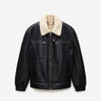 Croc Embossed Leather Shearling Jacket Chocolate