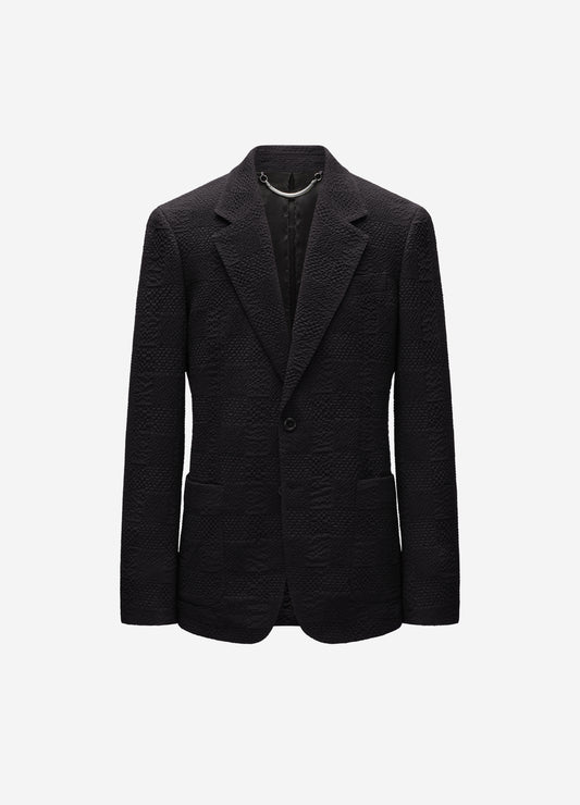 Seersucker Check Blazer Chocolate