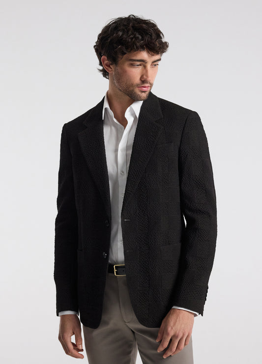 Seersucker Check Blazer Chocolate