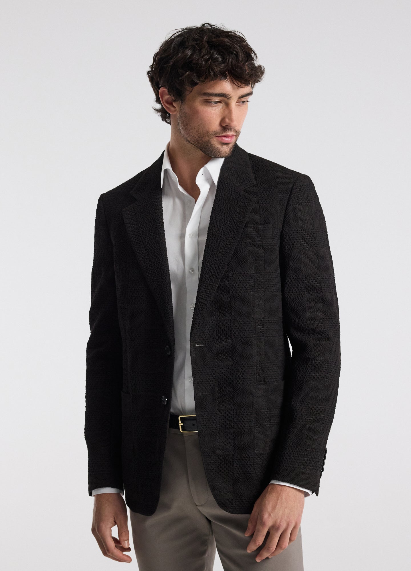 Seersucker Check Blazer Chocolate