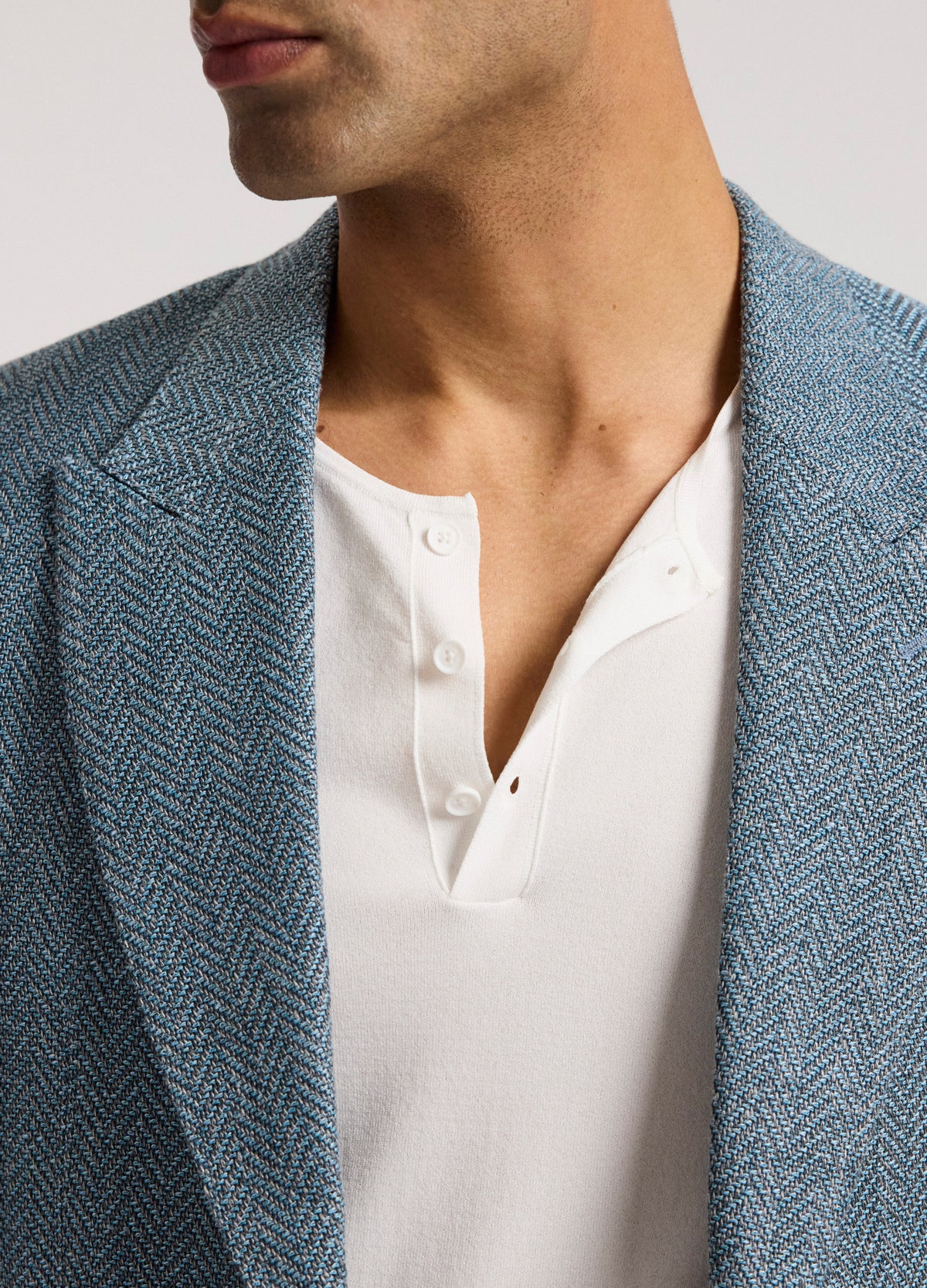Tailored Melange Herringbone Blazer Seafoam