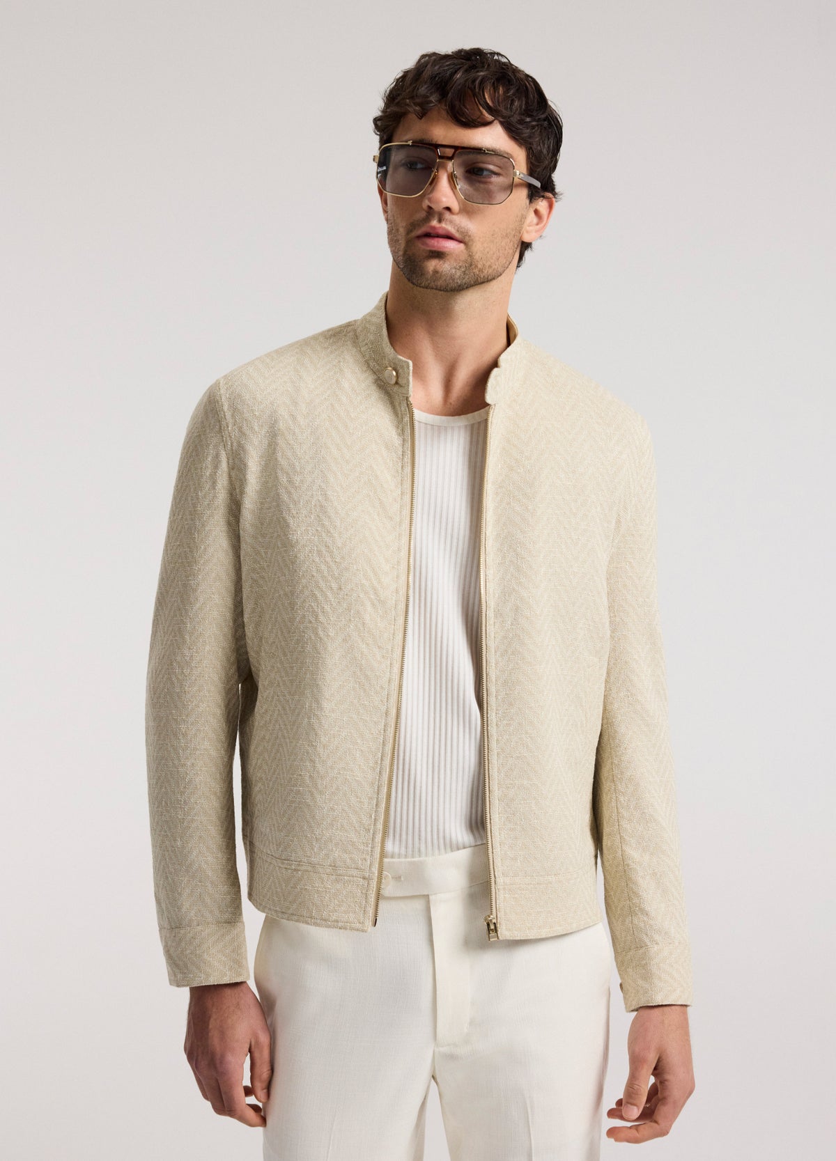 Herringbone Boucle Jacket Natural
