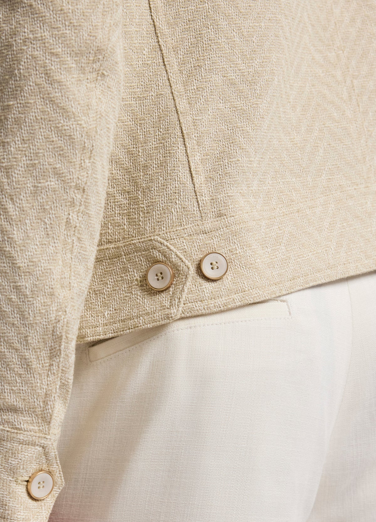 Herringbone Boucle Jacket Natural