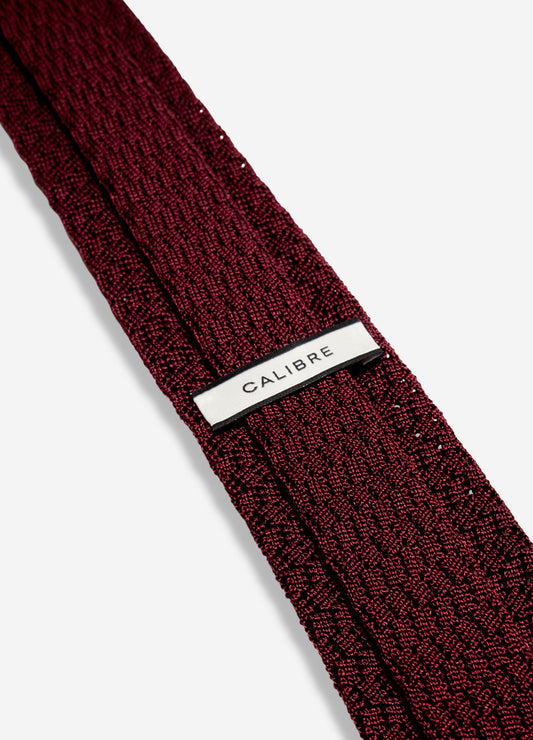 Zig Zag Silk Knitted Tie Wine