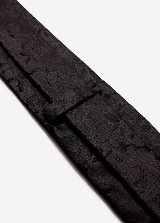 Noir Botanique Jacquard Tie Black