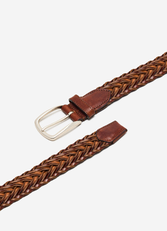 Braided Leather Belt Tan Combo