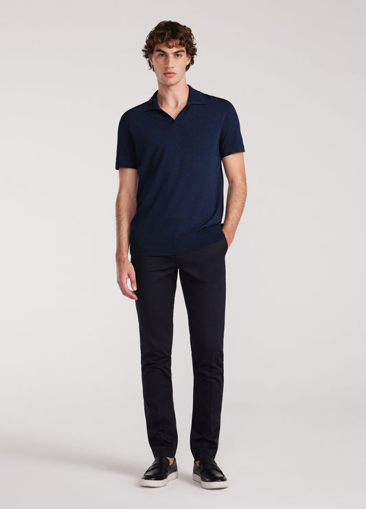 Slim Stretch Mercerised Cotton Pants Navy Dark