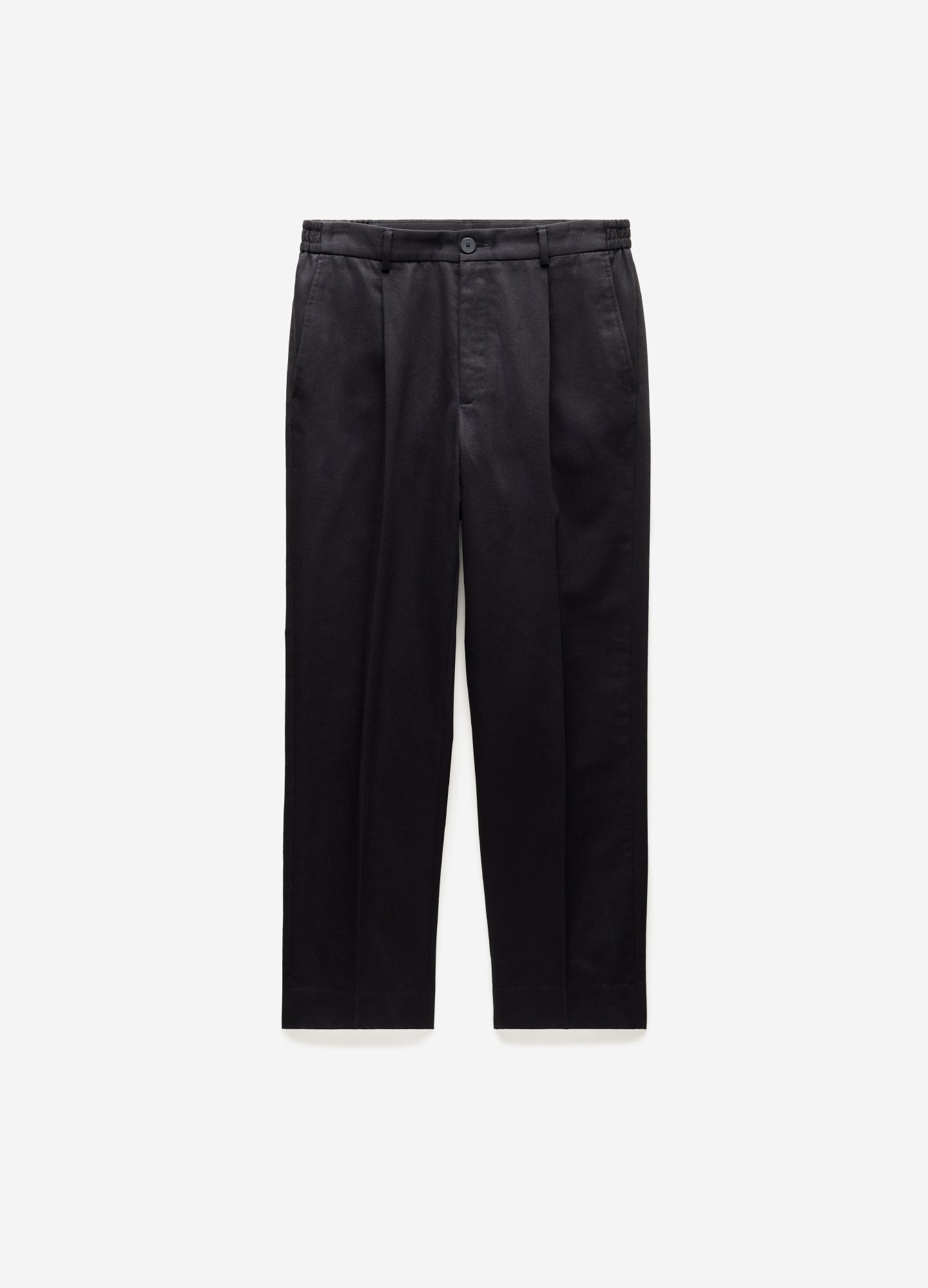 Relaxed Pleated Cotton Pants Black