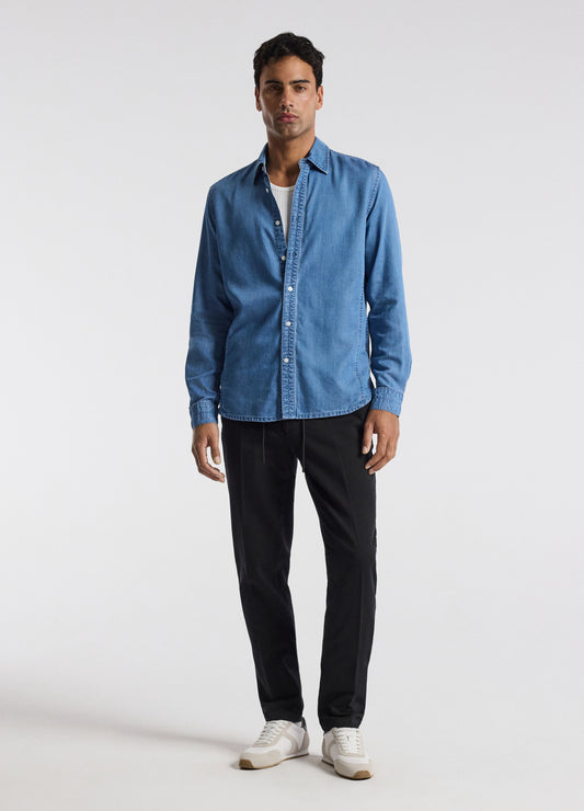 Dobby Denim Drawstring Pants Black