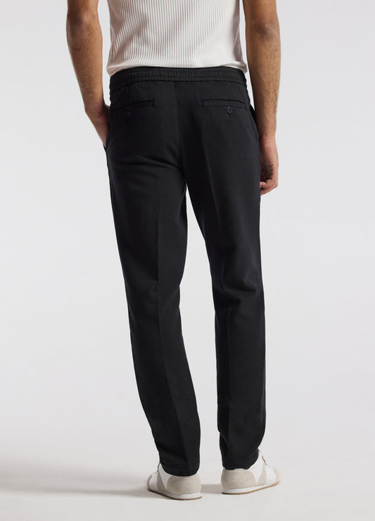 Dobby Denim Drawstring Pants Black