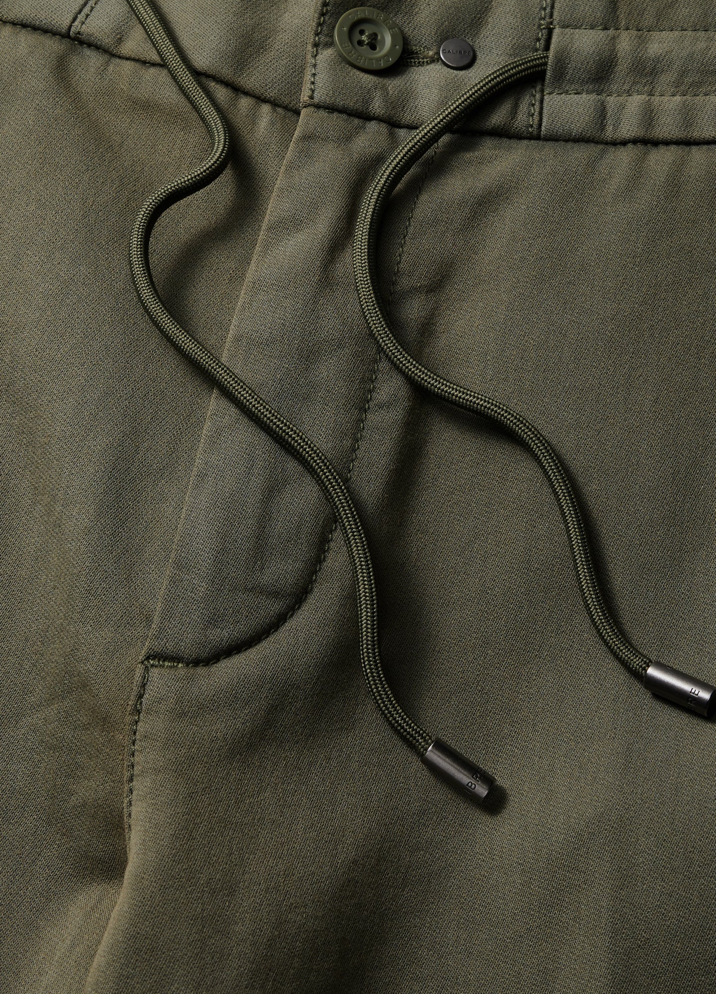 Dobby Denim Drawstring Pants Khaki