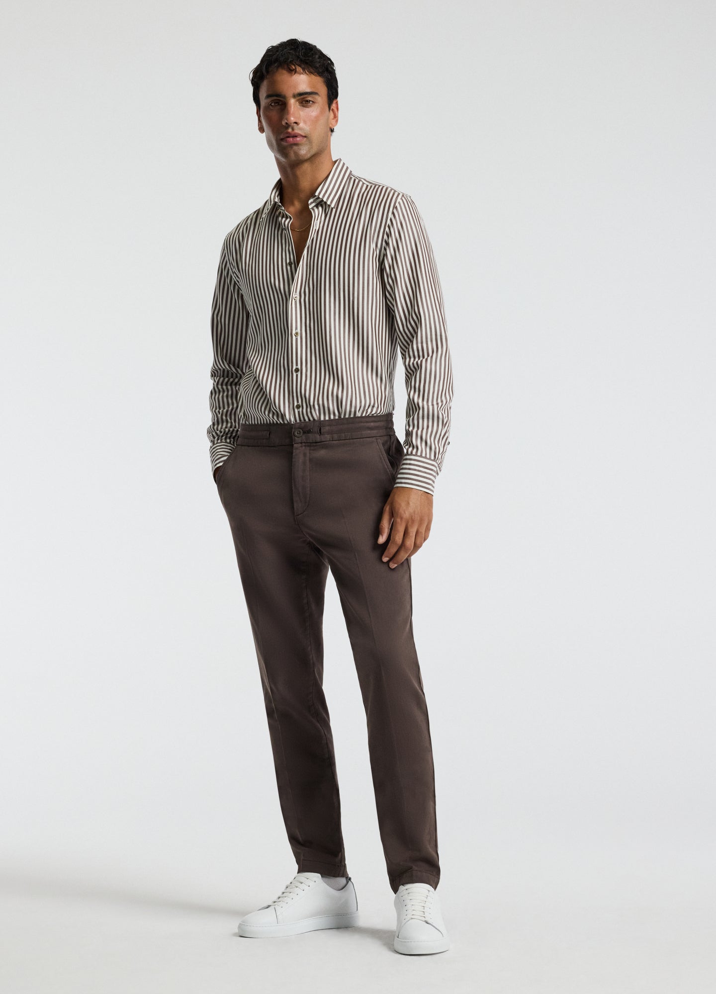 Dobby Denim Drawstring Pants Mocha