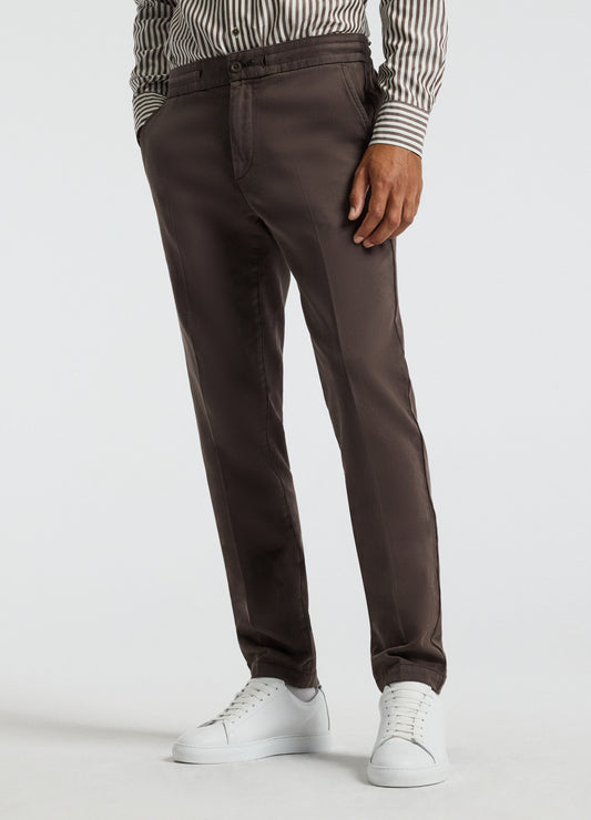 Dobby Denim Drawstring Pants Mocha