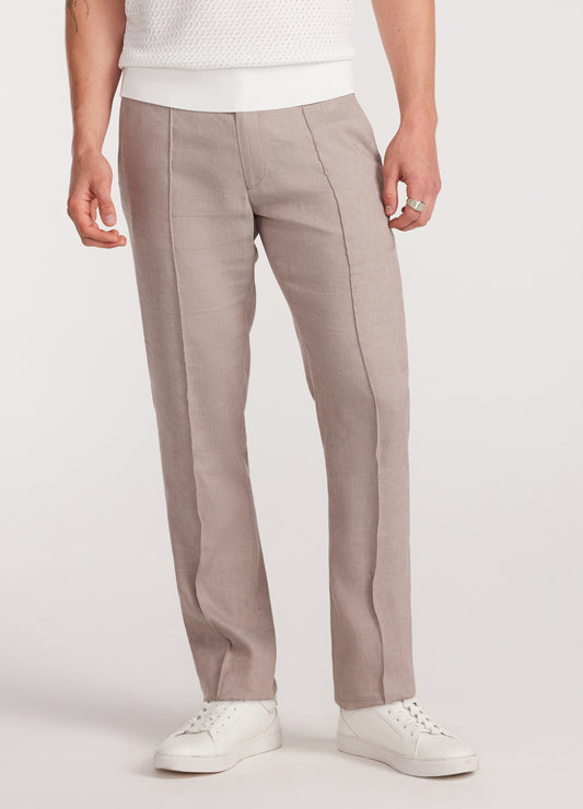 Linen Blend Drawstring Pants Natural