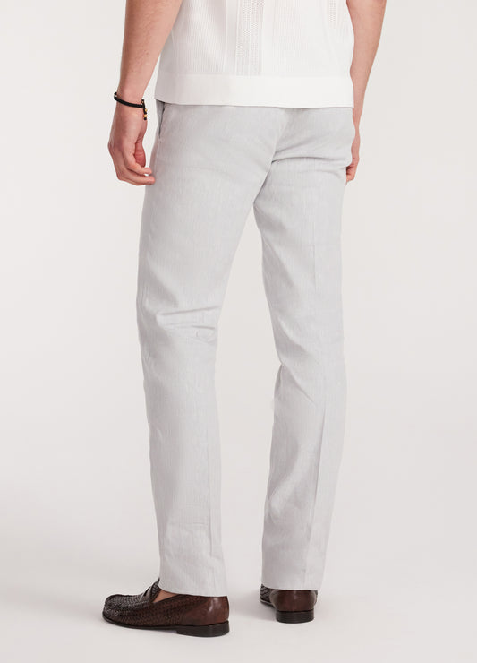 Stretch Linen Cotton Pants Silver