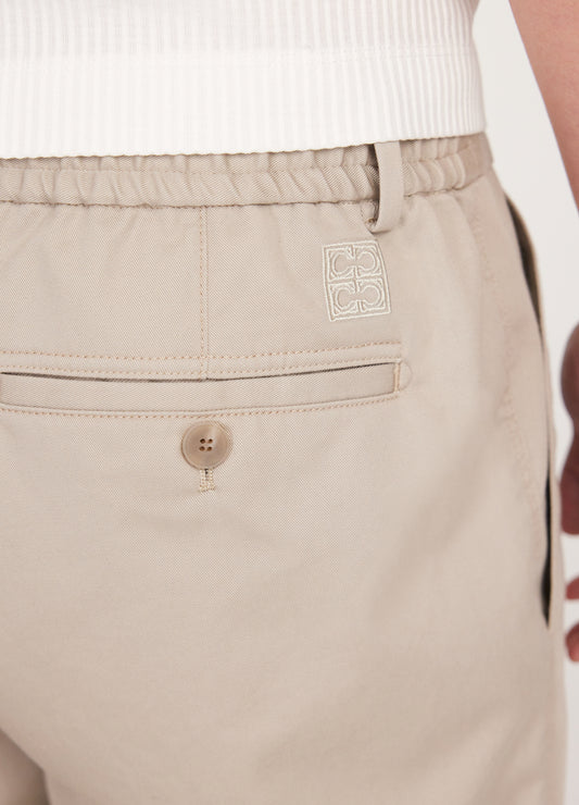 Soft Twill Elastic Waist Pants Fawn