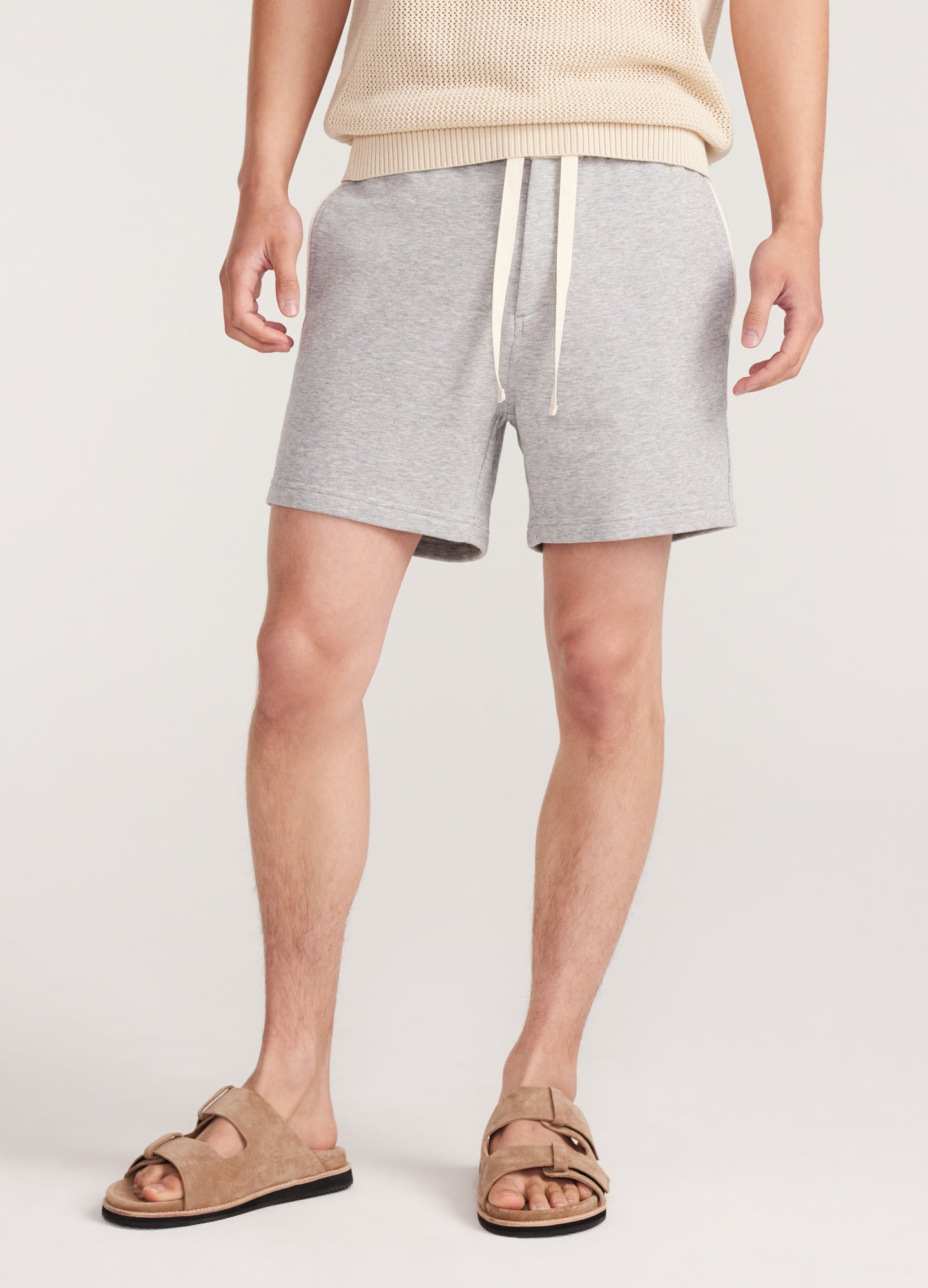 Woven Waistband Knit Shorts Grey Marle