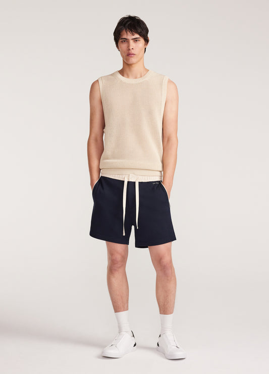 Woven Waistband Knit Shorts Navy