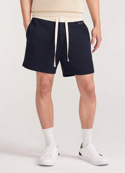 Woven Waistband Knit Shorts Navy