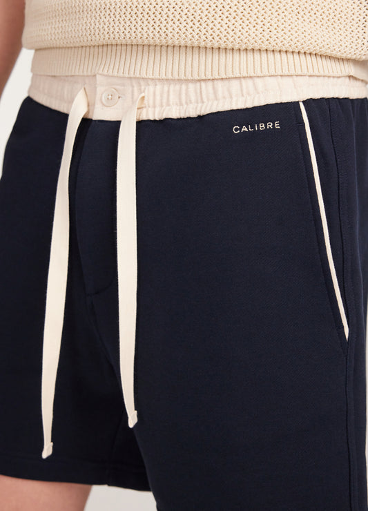 Woven Waistband Knit Shorts Navy