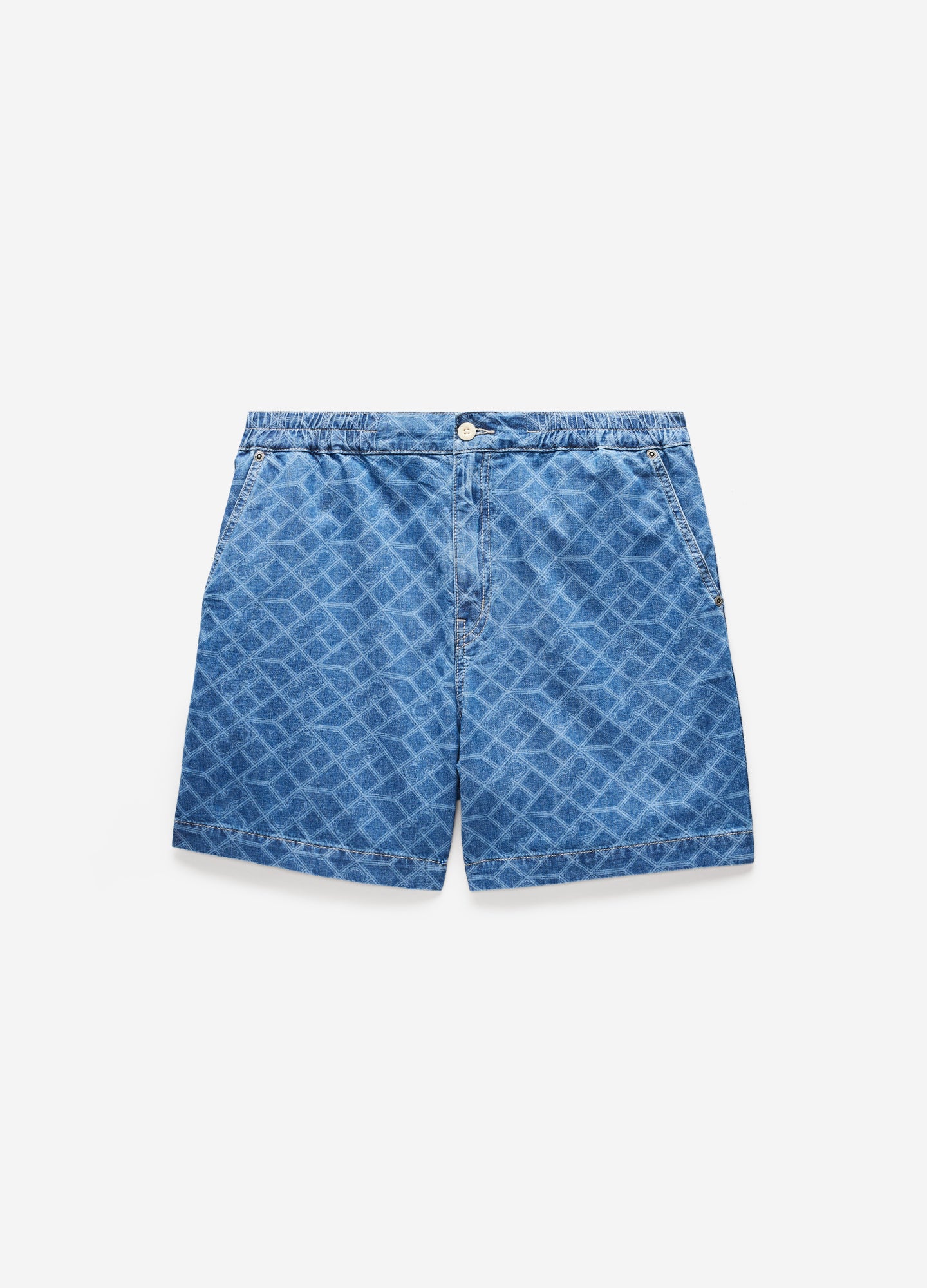 Monogram Denim Shorts Blue