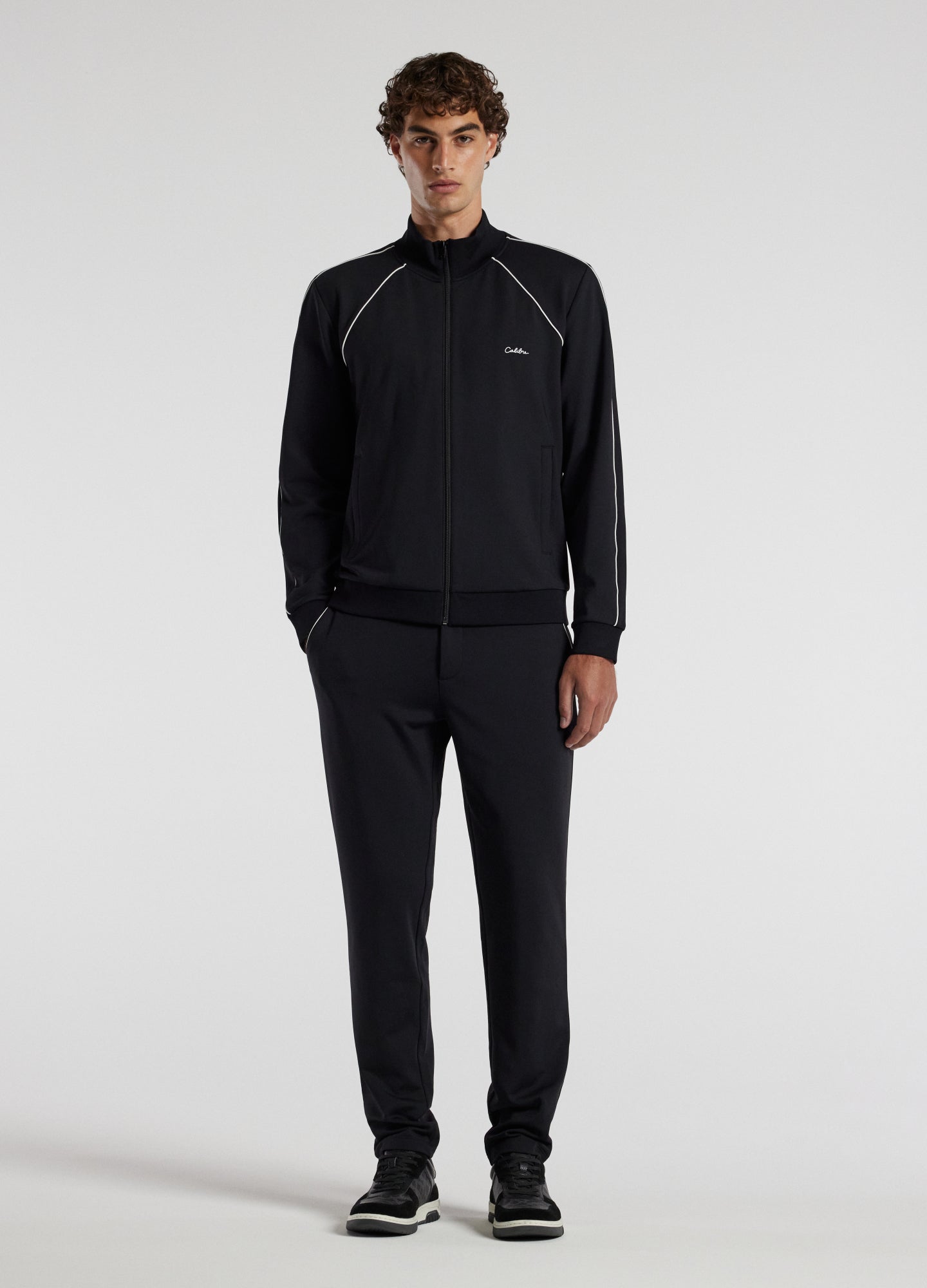 Contrast Jersey Track Pants Black
