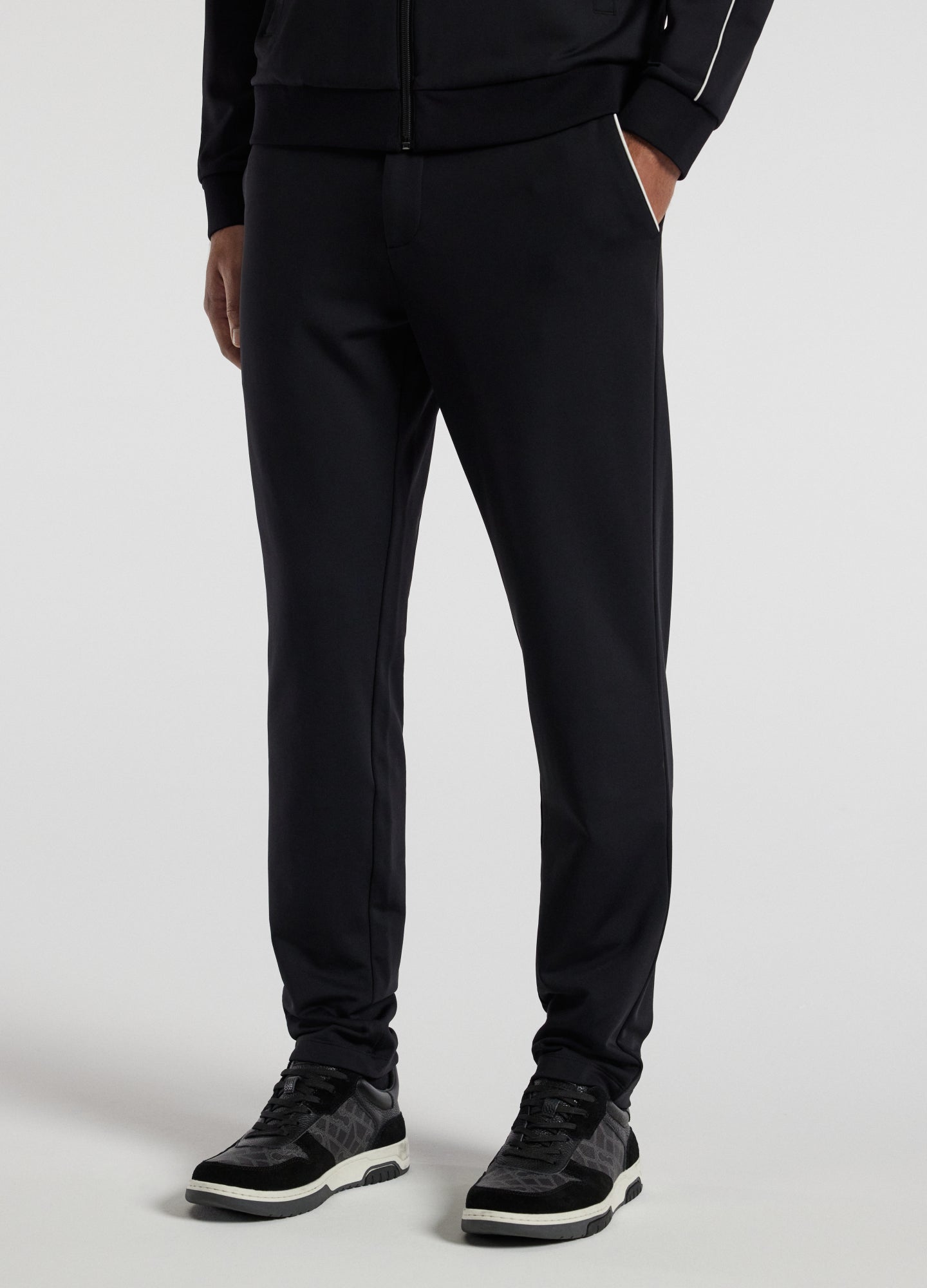 Contrast Jersey Track Pants Black