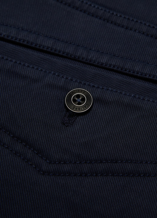 Slim Cotton Lyocell Chino Pants Navy