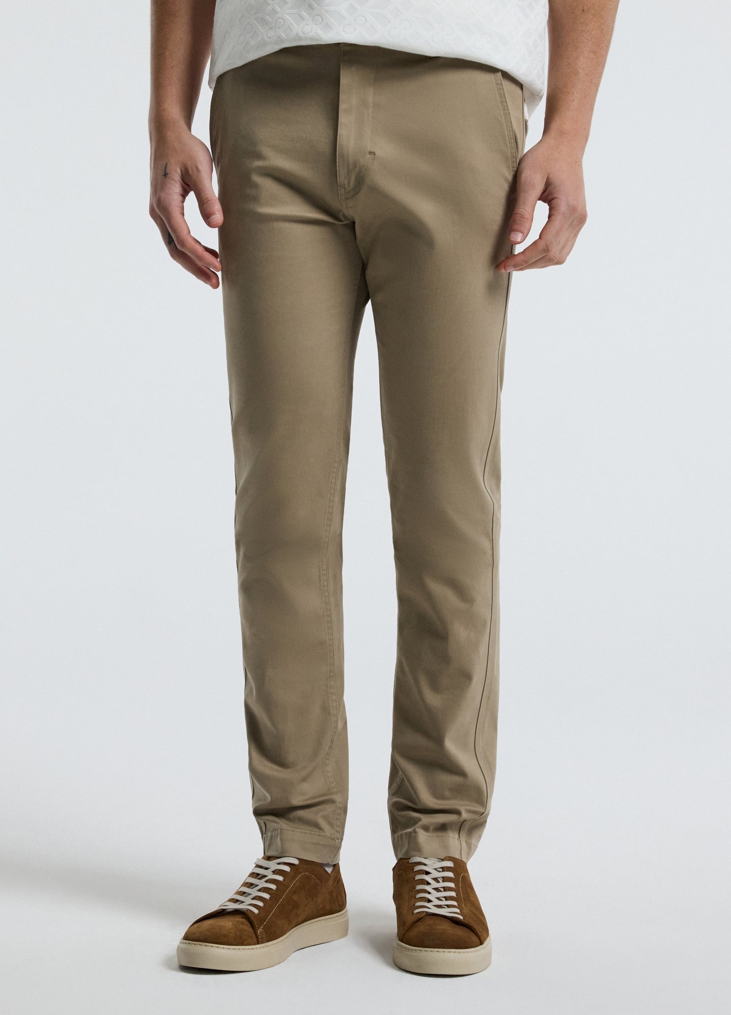 Slim Cotton Lyocell Chino Pants Walnut
