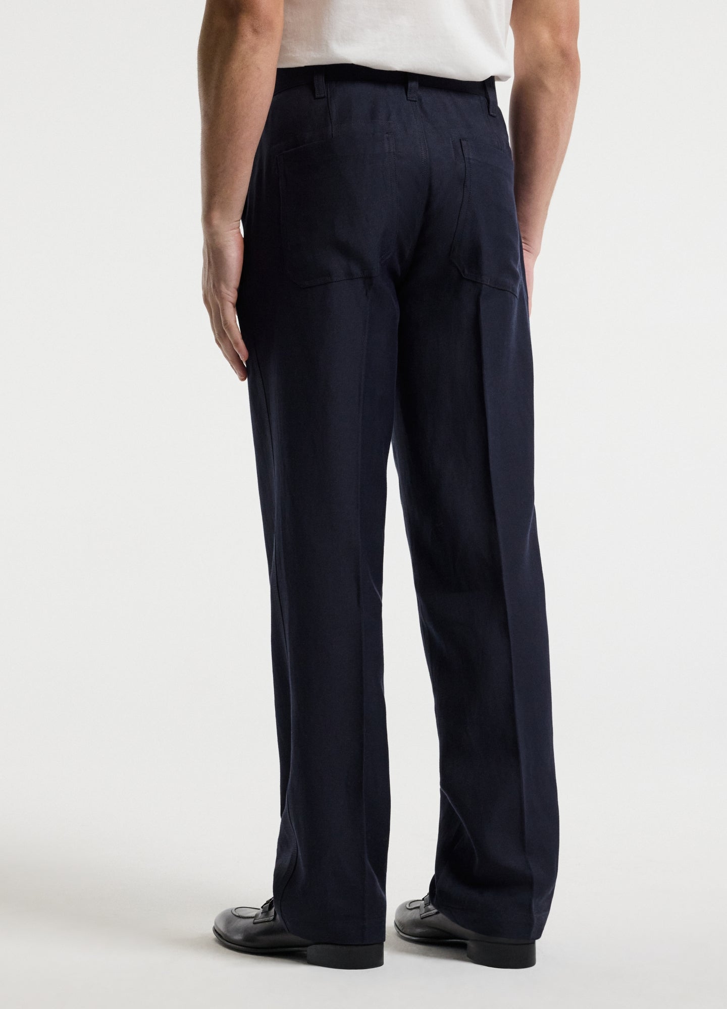 Linen Blend Loose Fit Pants Navy