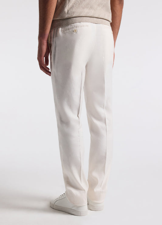 Washed Stretch Linen Pants Ivory