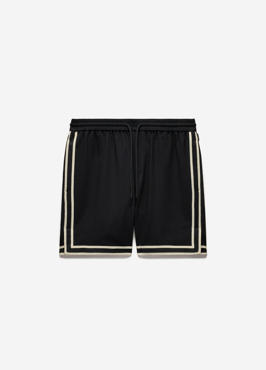 Stripe Trim Textured Shorts Black