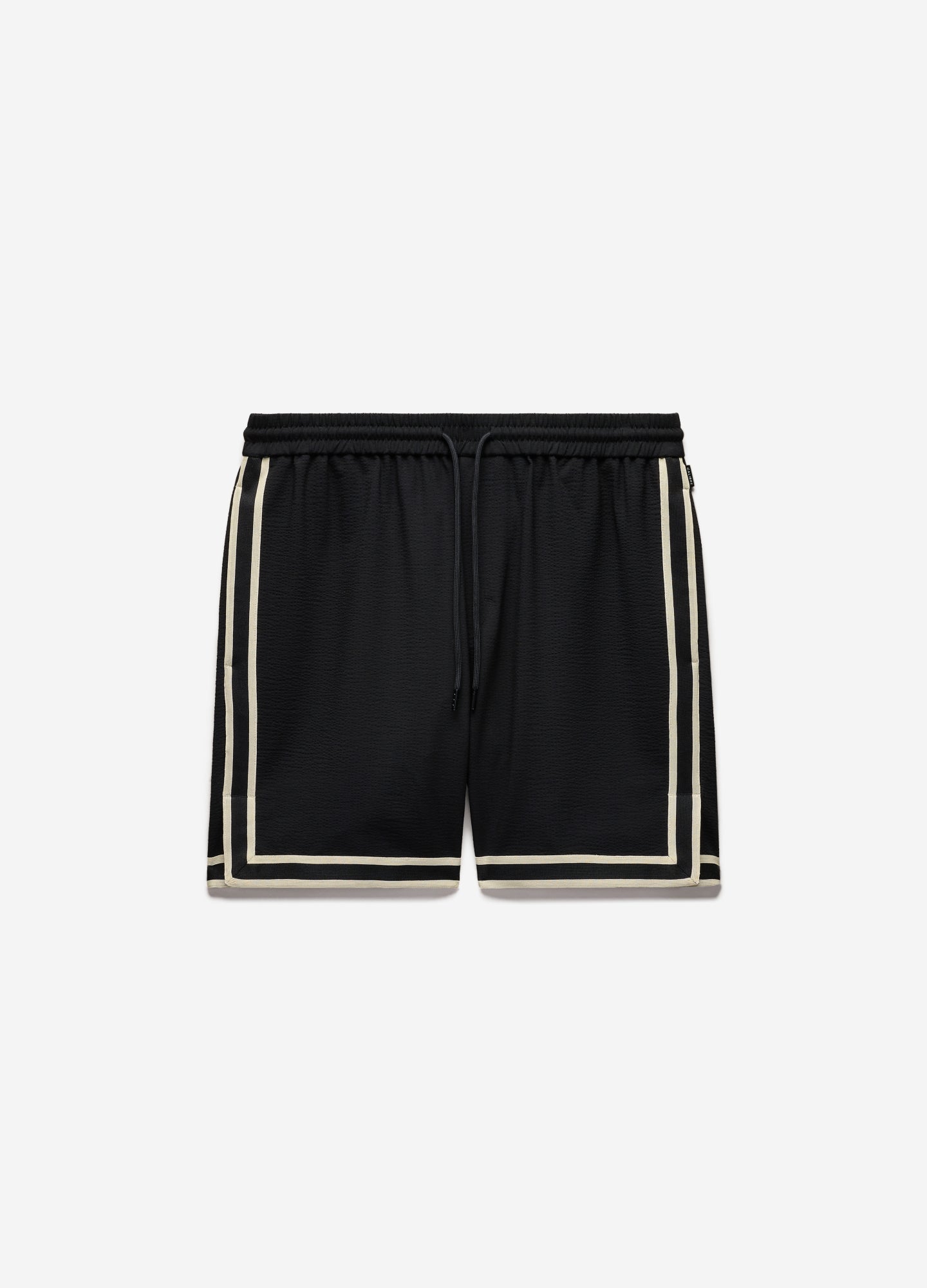 Stripe Trim Textured Shorts Black