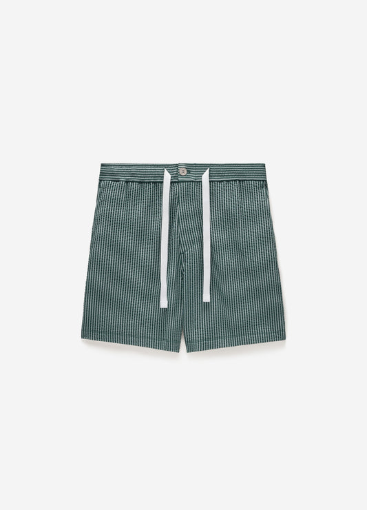 Striped Seersucker Knit Shorts Sea Green
