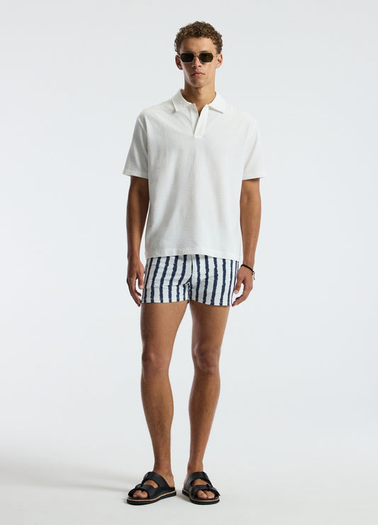Ink Stripe Swim Short White Navy